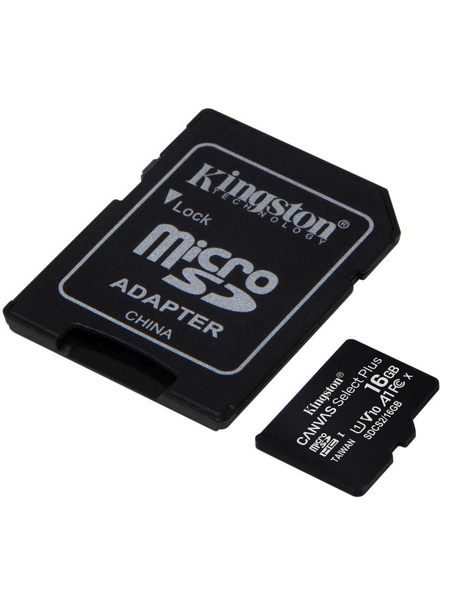 купить Карта памяти Kingston 16GB micro SDHC Canvas Select Plus 100R A1 C10 Two Pack + Single ADP, SDCS2/16GB-2P1A в Алматы