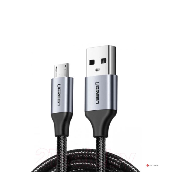 купить Кабель UGREEN US290 USB 2.0 A to Micro USB Cable Nickel Plating Aluminum Braid 2m (Black), 60148 в Алматы