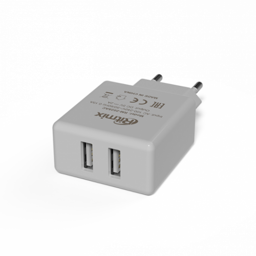купить Зарядное устройство сетевое Ritmix RM-2025AC белый 2 USB в Алматы