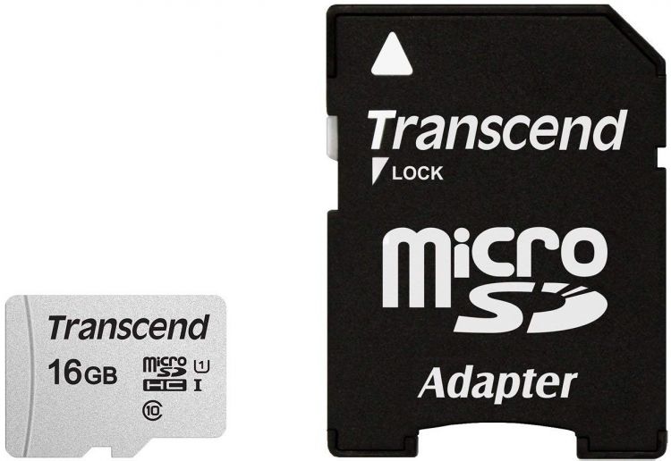 купить Карта памяти MicroSD 16GB Class 10 U1 Transcend TS16GUSD300S-A в Алматы