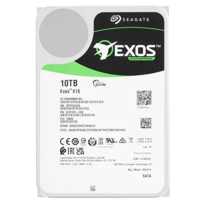 купить Жёсткий диск HDD 10 Tb SATA 6Gb/s Seagate Exos X18 ST10000NM018G 3.5" 7200rpm 256Mb в Алматы