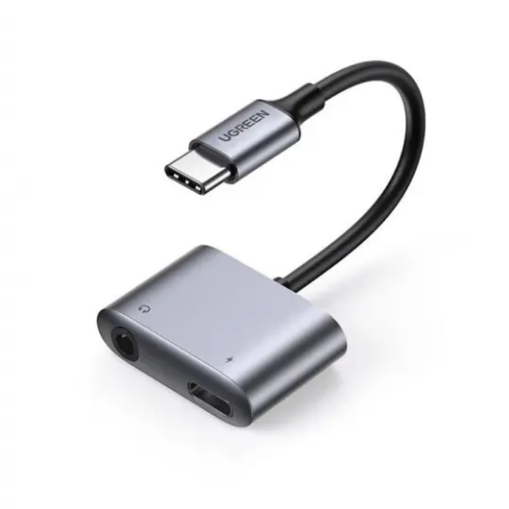 купить Аудиокабель UGREEN AV142 USB Type C to 3.5mm Female Cable, 10cm, Gray, 30632 в Алматы