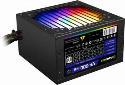 купить Блок питания ПК  500W GameMax VP-500-RGB <500W, RGB, APFC, 120mm, 4xSATA, 3x4PIN> в Алматы