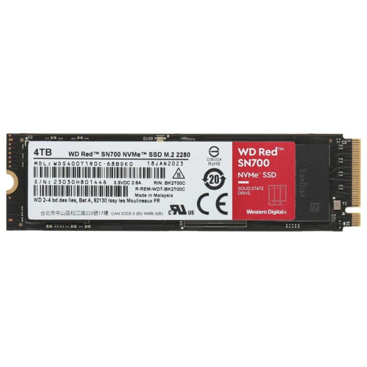 купить SSD NAS WD Red SN700 4TB M.2 2280-D5-M PCIe Gen3 x4 NVMe WDS400T1R0C в Алматы