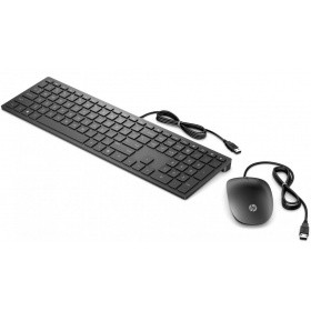 купить Клавиатура и мышь HP 4CE97AA Wired Keyboard and Mouse 400 Black USB в Алматы