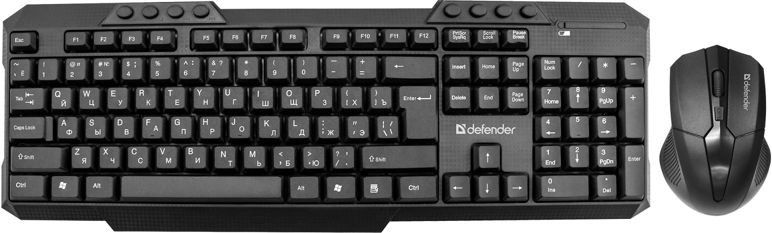 купить Комплект беспроводной клавиатура+мышь Defender Jakarta C-805 RU черный в Алматы