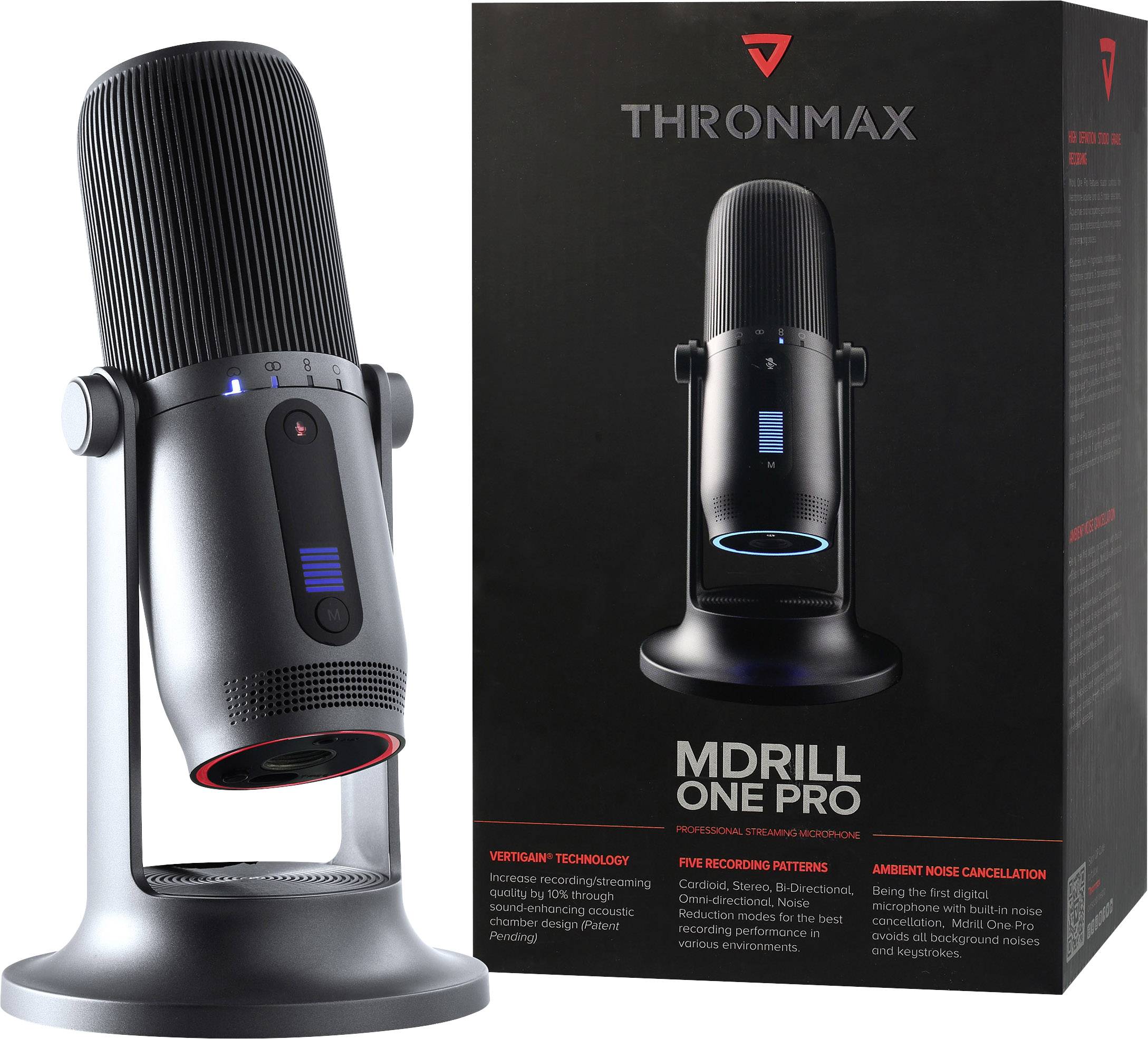 купить Микрофон Thronmax M2-G Mdrill One Slate Gray 48Khz <конденсаторный, всенаправленный, Type C plug, 3.5mm, RGB> в Алматы