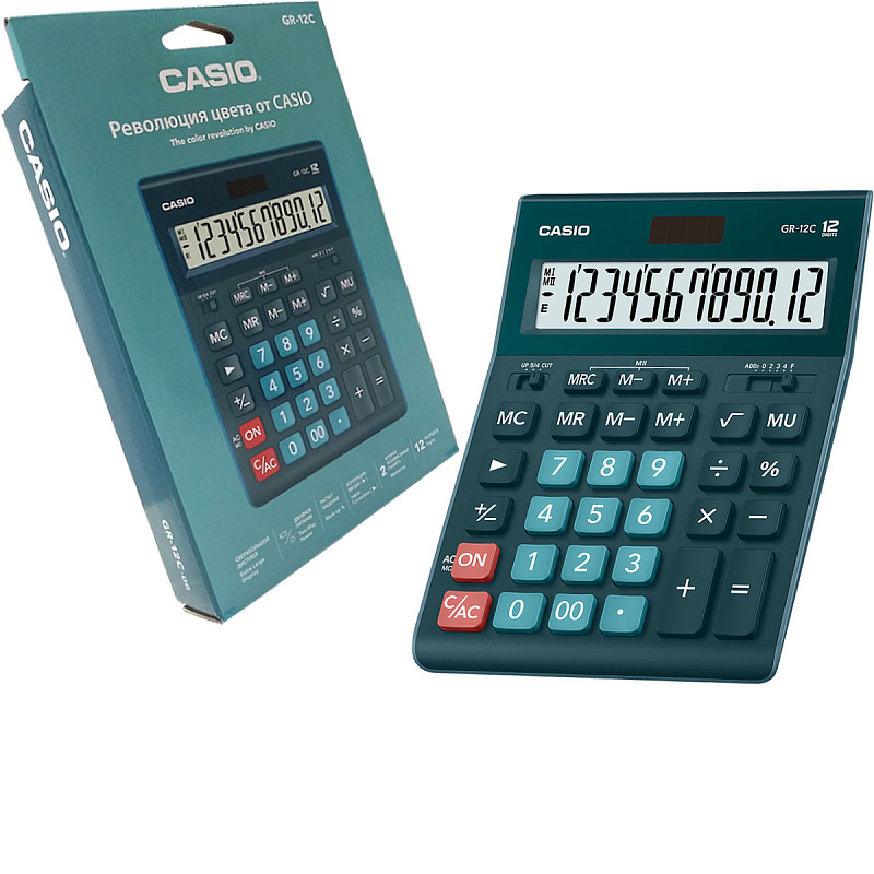 купить Калькулятор настольный CASIO GR-12C-DG-W-EP зеленый в Алматы