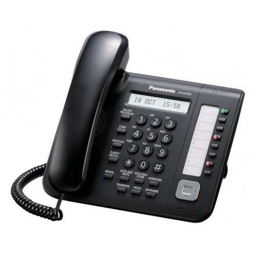 купить Panasonic KX-NT551 IP системный телефон, 8 кнопок DSS, 1-строчный экран, 2 гигабитных порта с PoE / RU в Алматы