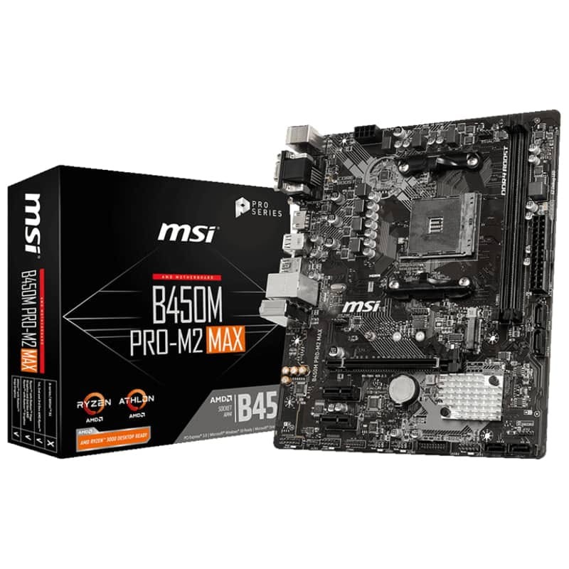 Материнская плата MSI B450M PRO-M2 MAX AM4 B450 2xDDR4 4xSATA3 RAID 1xM.2  VGA HDMI DVI mATX купить в Алматы