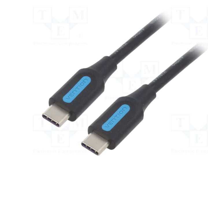 купить Кабель Vention USB 2.0, A Male to C Male, 5A Cable 0.25м, Black, PVC type в Алматы