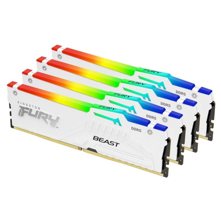 купить ОЗУ DIMM DDR5 Kingston FURY Beast White RGB 128Gb(32Gbx4)5600MT/s,2RX8,CL40-40-40,1.25V,288-pin,16Gbit,KF556C40BWAK4-128 в Алматы