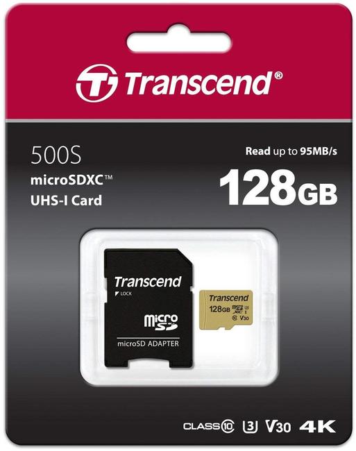 купить Карта памяти MicroSD 128GB Class 10 U3 Transcend TS128GUSD500S в Алматы