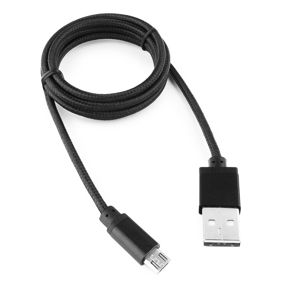 купить Кабель USB 2.0 Cablexpert CC-mUSB2bk1m, USB-MicroUSB, 1м, нейлон оплет, алюмразъемы, черный. в Алматы
