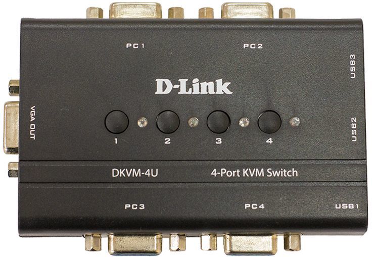 купить D-Link DKVM-4U/C1A  4-порт переключатель KVM с портами USB в Алматы