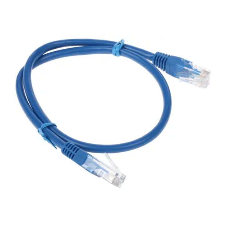 купить Патч-корд UTP Cablexpert PP12-0.5M/B кат.5e, 0.5м, литой, многожильный (синий) в Алматы