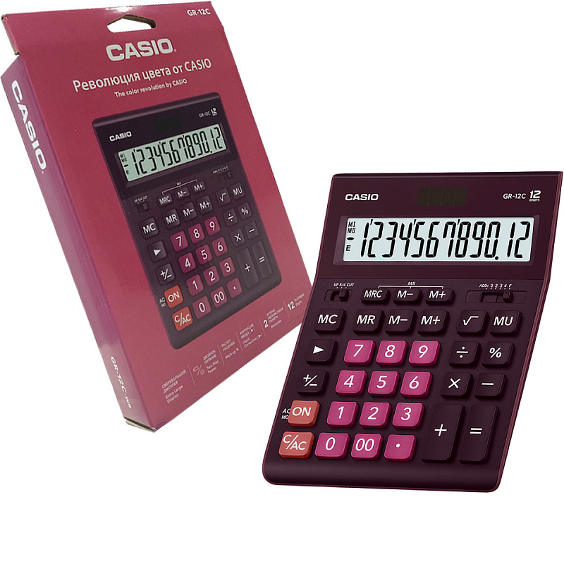 купить Калькулятор настольный CASIO GR-12C-WR-W-EP бордовый в Алматы
