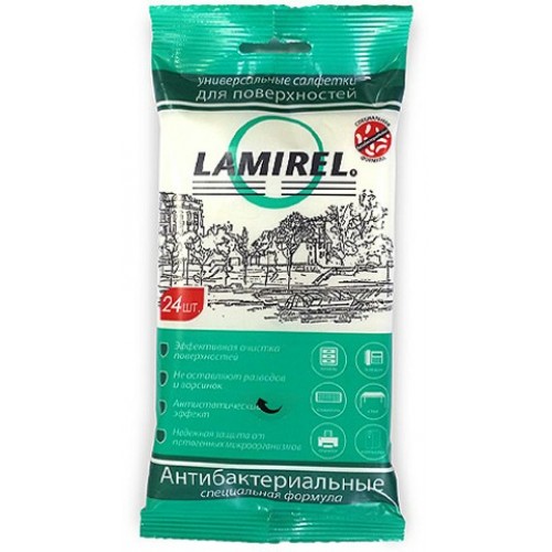 купить Антибактериальные универсальные чистящие салфетки Lamirel для поверхностей, 24 шт, еврослот, мягкая  в Алматы