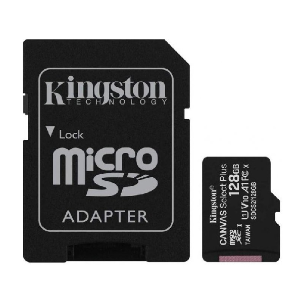 купить Карта памяти Kingston 128GB microSDXC Canvas Select Plus 100R A1 C10 Card + Adapter, SDCS2/128GB в Алматы