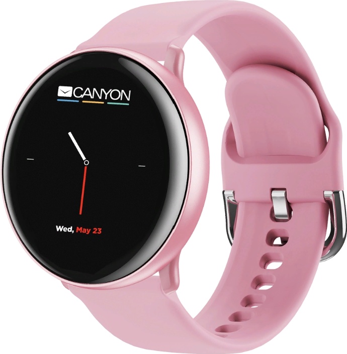 купить CANYON Marzipan SW-75 Smart watch, 1.22inches IPS full touch screen, aluminium+plastic body,IP68 waterproof, multi-sport mode with swimming mode, compatibility with iOS and android,Pink with extra pink leather belt, Host: 41.5x11.6mm, Strap: 240x20mm в Алматы