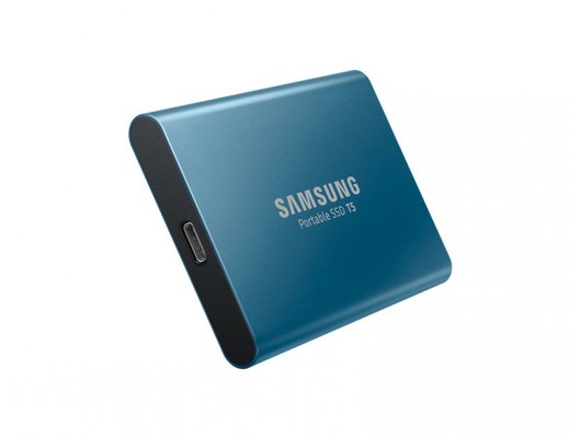 купить Внешний SDD Samsung T5 250Mb MU-PA250B/WW USB 3.1 Gen 2 Type-C Аппаратное AES 256-битное шифрование Цвет: Синий в Алматы