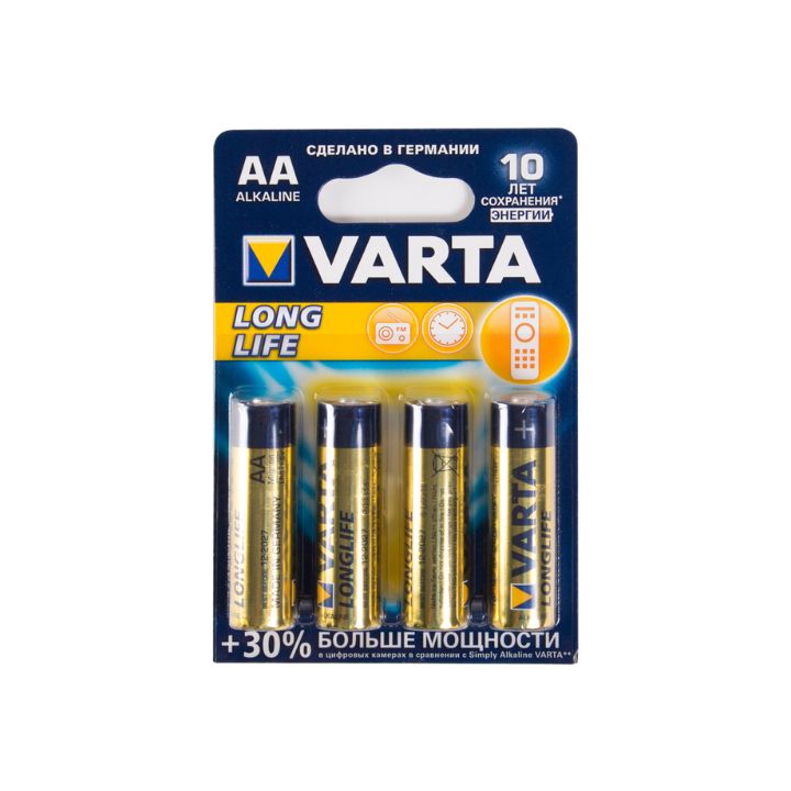 купить Батарейка VARTA Longlife Mignon 1.5V - LR6/AA 4 шт в блистере в Алматы