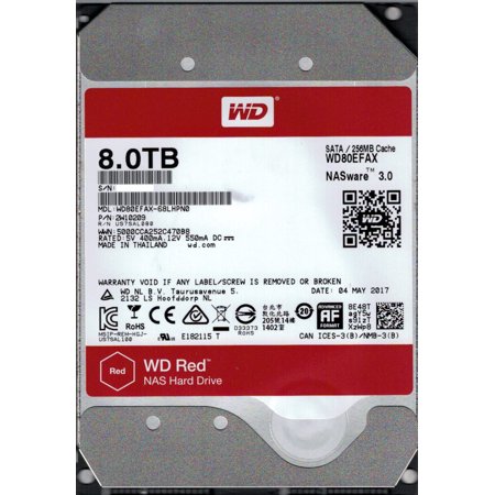 купить Жёсткий диск HDD 8TB Western Digital 6GB/S 128MB RED WD80EFAX Western Digital  в Алматы