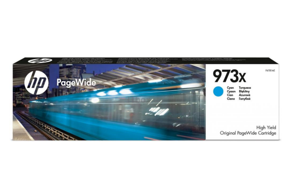 купить Картридж струйный HP 973X F6T81AE, PageWide увеличенной емкости, совместимые товары PageWide Pro 477 / 452, голубой в Алматы