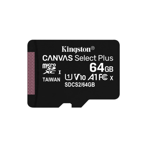 купить Карта памяти Kingston 64GB microSDXC Canvas Select Plus 100R A1 C10 Single Pack w/o Adapter, SDCS2/64GBSP в Алматы