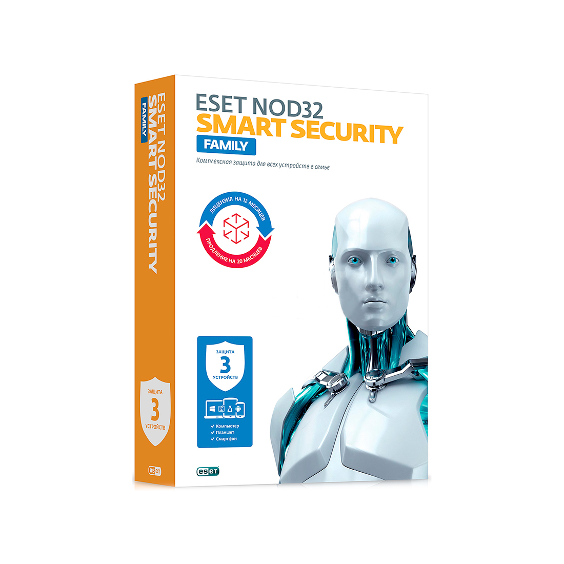 купить Антивирус, Eset, Eset NOD32 Smart Security Family BOX, 3 пользователя, 12 мес. Универсальная лицензия на 1 год на 3ПК или продление на 20 мec. в Алматы
