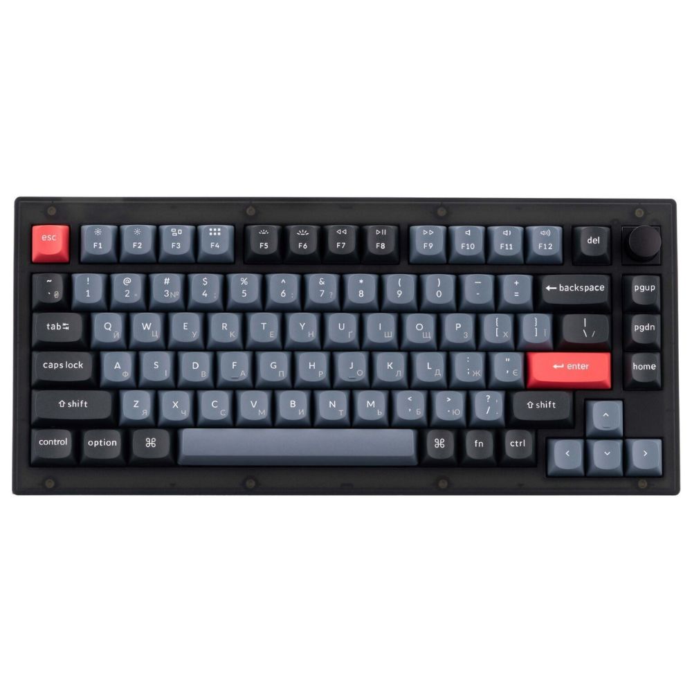 купить Клавиатура Keychron V1 84 Key QMK Gateron G PRO Brown Hot-Swap RGB Knob Frosted Black (V1C3_Keychron) в Алматы