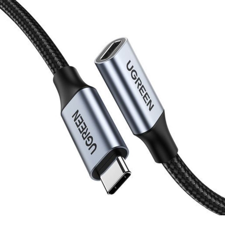 купить Кабель UGREEN US372 USB-C Male to USB-C Female Gen2 Alu Case Braided Extension Cable 1m (Dark gray) 30205 в Алматы