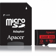купить Карта памяти, Apacer, AP64GMCSX10U5-R, MicroSDXC 64GB, с адаптером SD в Алматы фото 1