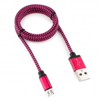 купить Кабель USB 2.0 Cablexpert CC-mUSB2pe1m, USB-MicroUSB, 1м, нейлоновая оплетка, алюм разъ, фиол в Алматы фото 1
