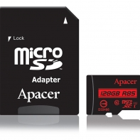 купить Карта памяти, Apacer, AP128GMCSX10U5-R, MicroSDXC 128GB, с адаптером SD в Алматы фото 1