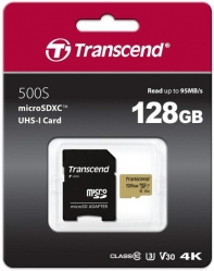 купить Карта памяти MicroSD 128GB Class 10 U3 Transcend TS128GUSD500S в Алматы фото 1