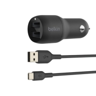 Купить Автомобильное ЗУ Belkin Car Charger 24W Dual USB-A, USB-A - USB-C, 1m, black Алматы