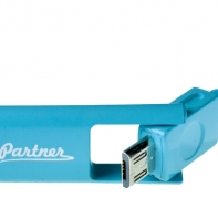 Купить Кабель OLMIO USB 2.0 - microUSB/Apple 8pin, 2-в-1, 1м, 2.1A, голубой, плоский Алматы