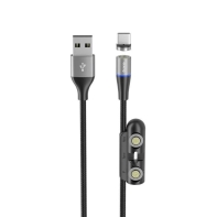 Купить Кабель Olmio MagCable 3in1, USB 2.0 - microUSB/typeC/8-pin, 1,2м, 3A, текстильная оплетка, черный Алматы