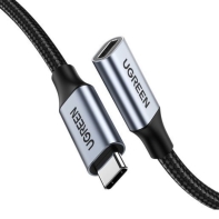Купить Кабель UGREEN US372 USB-C Male to USB-C Female Gen2 Alu Case Braided Extension Cable 1m (Dark gray) 30205 Алматы