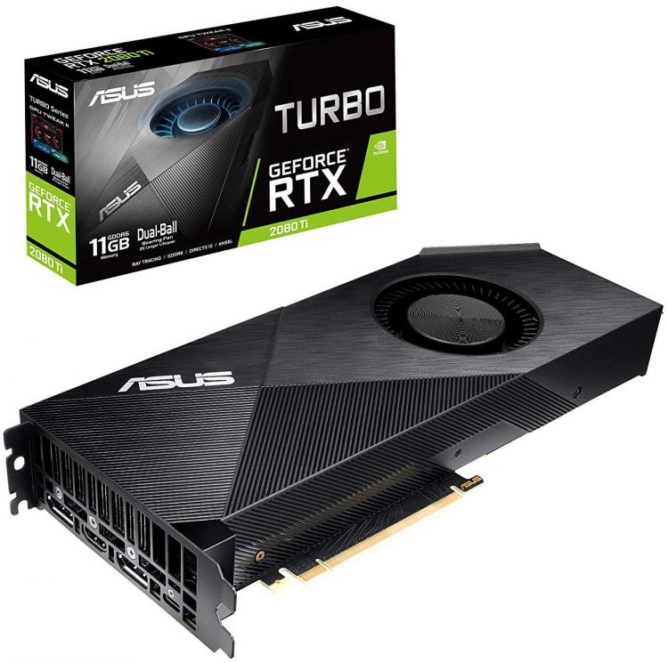 купить Видеокарта ASUS GeForce RTX2080Ti GDDR6 11GB 352-bit HDMIx1 DPx3 USB TURBO-RTX2080TI-11G в Алматы