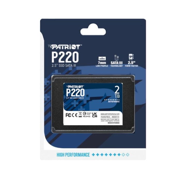купить Твердотельный накопитель SSD 2 Tb SATA 6Gb/s Patriot P220 P220S2TB25 2.5" 3D TLC в Алматы
