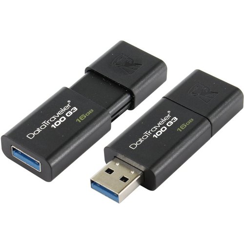 купить USB-накопитель, Kingston, DT100G3 16GB, USB 3.0, 5000 Мбит/сек, Чёрный в Алматы