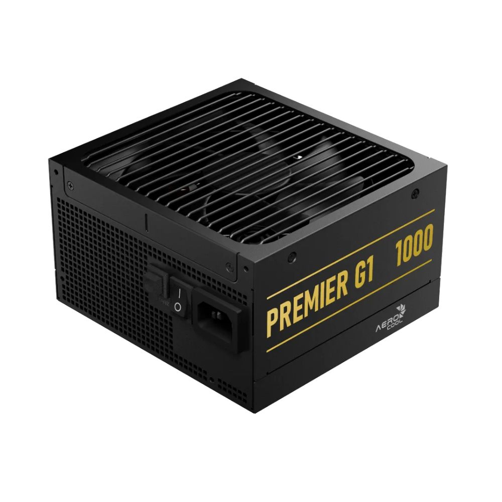Купить БП ATX 1000W AeroCool Premier G1, Gold, 20+4/20+4+8/24+4/24+8, 13.5cm, 2x6+2p PCI-E в Алматы