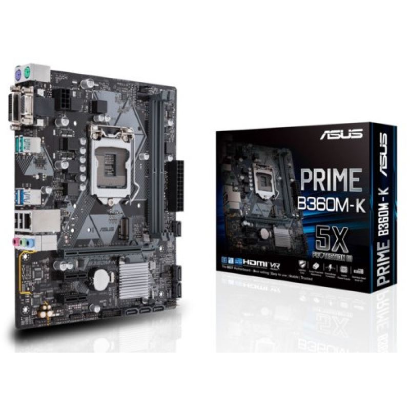 купить Сист. плата Asus PRIME B360M-K, B360, S1151, 2xDIMM DDR4, 1xPCI-E x16, 2xPCI-E x1, 1xM.2, 6xSATA, DVI-D, VGA, mATX в Алматы