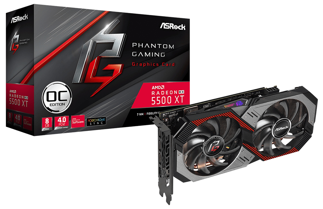 купить Видеокарта AsRock RADEON RX 5500XT Phantom Gaming D 8G OC, 8GB 128-bit GDDR6, 3xDisplayPort, 1xHDMI, PCI Express 4.0, RX5500XT PGD 8GO в Алматы