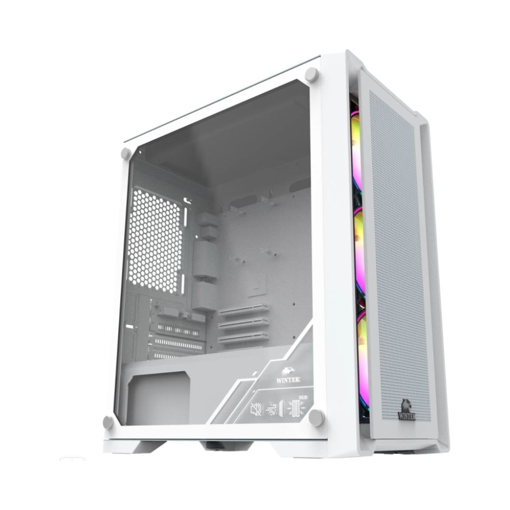 купить Корпус Wintek Andromeda D531 2xUSB3.0,1xUSB 2.0, 2*3,5 1*2,5 4слотов VGA330мм CPU160мм Сталь 0,50мм, 3Fan RGB пульт microATX белый (Wintek Andromeda D531-W TG) в Алматы