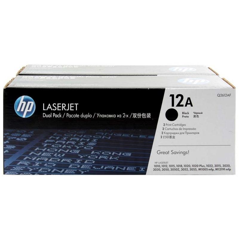купить Картридж лазерный HP Q2612AF, 12A для HP LJ 1010/1012/1015/1020/3050/3052/3055, в двойной упаковке, 2000 страниц в Алматы