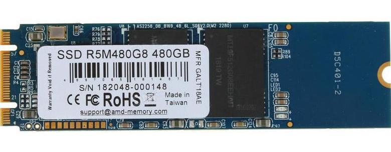 купить Твердотельный накопитель  480GB SSD AMD RADEON R5 M.2 2280 SATA3 R530Mb/s, W500MB/s R5M480G8 в Алматы