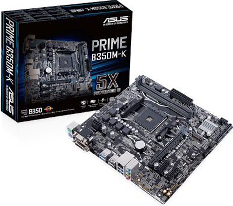 купить Материнская плата ASUS PRIME B350M-K AMD B350  AM4 2xDDR4 2666/2400/2133 MHz, 4xSATA6Gb/s, 1xM.2 Socket 3, 1xPCIe3.0/2.0x16 (max x8 mode) *2, 2xPCIe2.0x1 2xPCI Multi-VGA output support: D-Sub/DVI ports 4xUSB3.1 Gen 1, 2xUSB2.0 mATX                    в Алматы